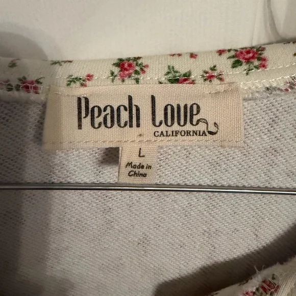 Peach Love California Ditsy Floral Slightly Cropped with Peter Pan Collar, L - Picture 2 of 8
